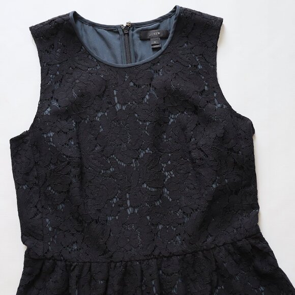 J. CREW Size 2 Black Lace Peplum Sleeveless Blouse Top Career Office - Picture 9 of 11